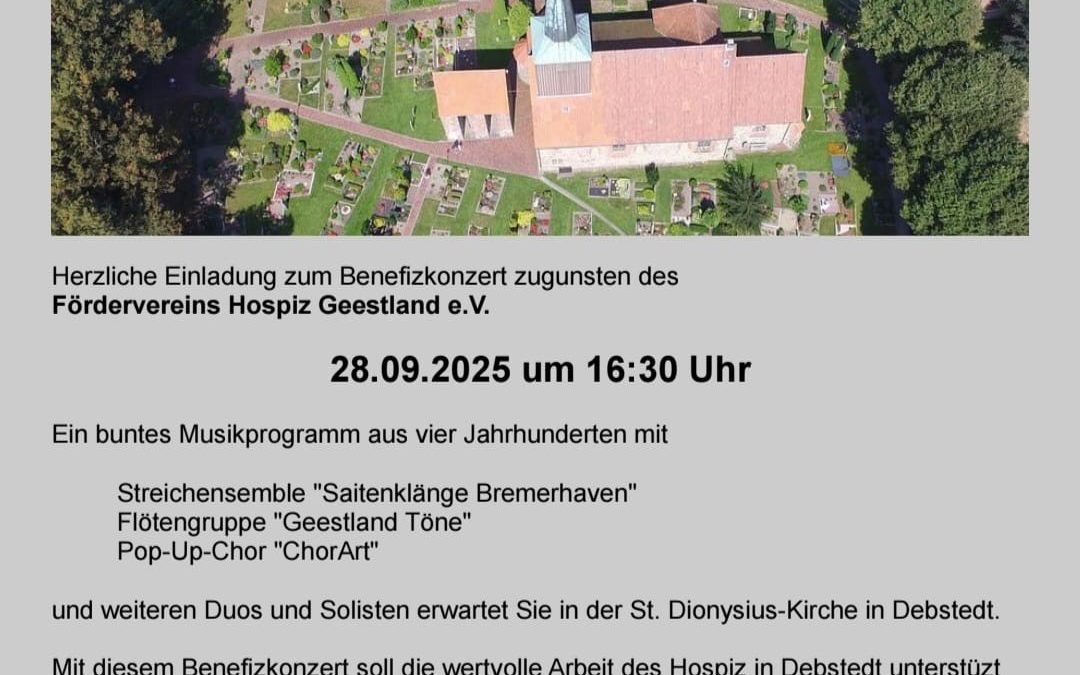Ein Benefitzkonzert zugunsten unseres Vereins in der St. Dionysius Kirche in Debstedt